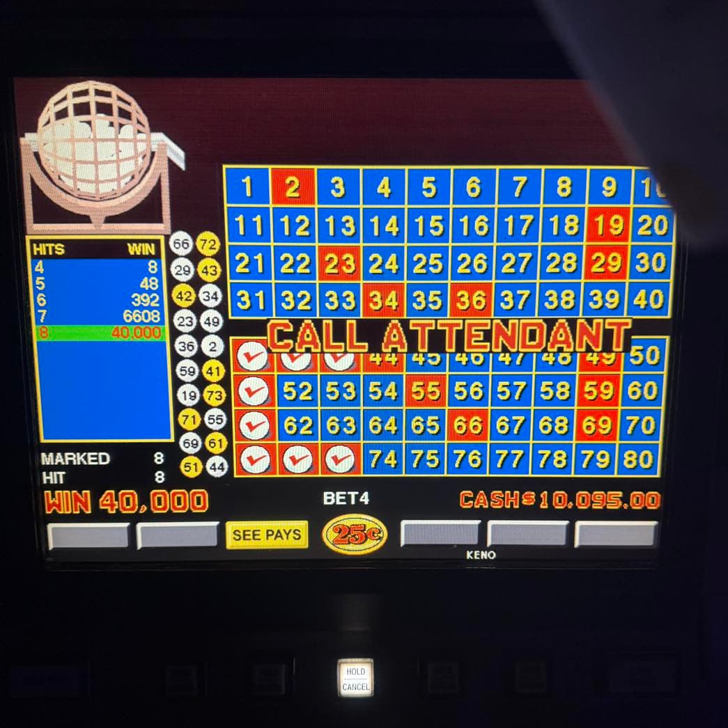$$10,000 jackpot winner on Keno